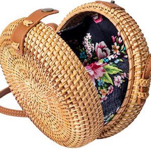 Boho circle rattan bag